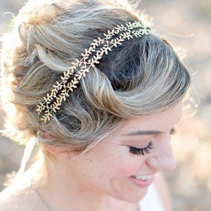 Acute Designs Fern Leaf Gold Crown Headband NEW!